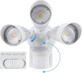 LEONLITE COB LED Security Lights Motion Sensor Aluminum Flood Lights Outdoor 3 Modes Motion Detector+Dusk to Dawn+Switch Control 100-277V Adjustable 3-Head IP65 ETL 5000K Daylight White
