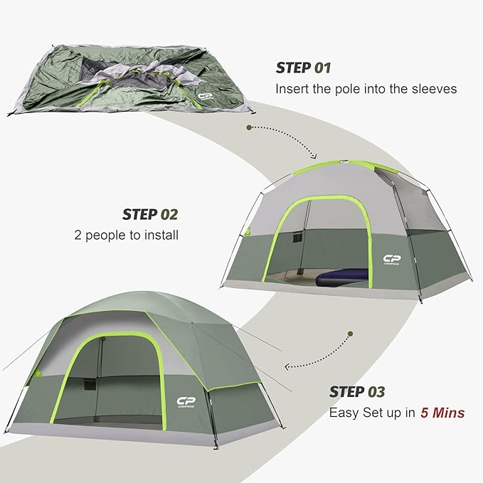 Tents for Camping 6 Person Tent Waterproof Windproof Double Layer Family Camping Tent Easy Setup Dome Tent with Large Mesh Windows &amp Wider Door for Outdoor Camping &amp Hiking
