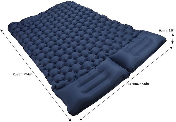 Self Inflating Pillow - Camping Pillow Travel Pillow Adjustable Lumbar Pillow Ergonomic Curved Design Fast Inflatable Foot Pump Nylon Outdoor Comfort