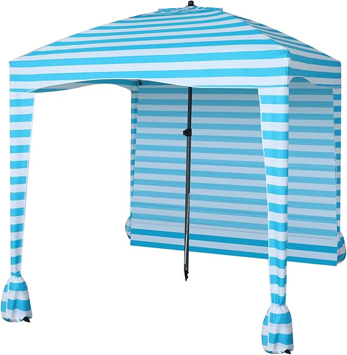 Nice C Beach Cabana Tent - Portable 6'x 6' with Detachable Wall UPF 50+ UV Protection Ultimate Sun Umbrella Sun Shelter (Blue Stripe)