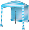 Nice C Beach Cabana Tent - Portable 6'x 6' with Detachable Wall UPF 50+ UV Protection Ultimate Sun Umbrella Sun Shelter (Blue Stripe)