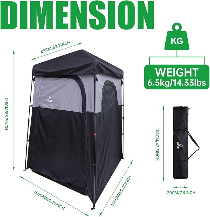 Nice C Camping Shower Tent Instant Pop Up Privacy Changing Tent Outdoor Shower Enclosure Toilet Tents Camping Bathroom Oversize (Square – 1 Room)