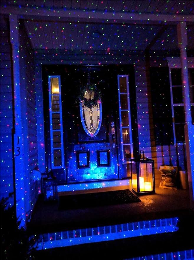 LEDMall Christmas Laser Projector Lights Outdoor Motion Firefly Red Green and Blue with Remote Control and Security Lock