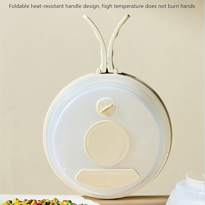 Space-saving foldable microwave cover and raised heat-resistant steam protection lid for food safety heat-resistant portable microwave cover