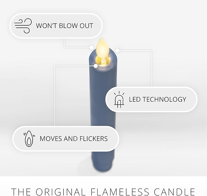 Luminara - Flameless Battery Operated Taper Candle - Spring Lake - Pack of 1-1x9.5 - LED Flickering Flame - Realistic Safe for Home Kids and Pets