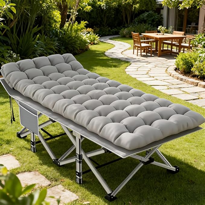 DEYUI Portable Adult Sleeping Bed Frame with Mattress | 755/655/55/455/355 lbs Weight Capacity Foldable Guest/Camping Bed Ideal for Teenagers and Adults (555lbs Black Set with Mattress)