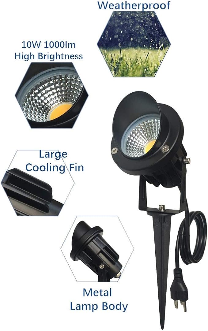 LED Outdoor Spotlight Flag Light 120V 10W Waterproof Spot Lights for Yard Flagpole House Tree Plug in Christmas Landscape Lighting (10W Warmwhite)