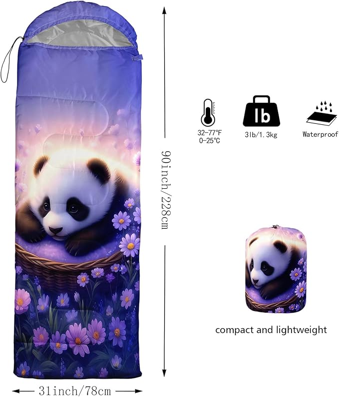 AILONEN Cartoon Camping Sleeping Bag for Boys Girls AdultsLightweight &amp Waterproof3 Season Warm &amp Cold WeatherPortablePrinted Sleeping BagTravelingCampingHiking