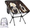 Cute Pug Dog Camping Chair Lightweight Portable Chairs for Adults Easy Installation Outdoor Foldable Camping Chair for Camping Fishing Hiking Picnic Beach