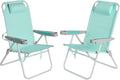 SUNNYFEEL 17 Tall Oversized Beach Chairs 2 Pack for Adults Heavy Duty 500 LBS 5 Position Portable High Folding Camping Chair with Cup Holder for Outdoor/Lawn/Trip Foldable Sand Chairs for Adults