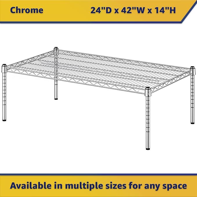 2 Pack 24 x 42 x 14 Chrome Wire Dunnage Rack – Heavy Duty Storage Shelf for Commercial Use NSF