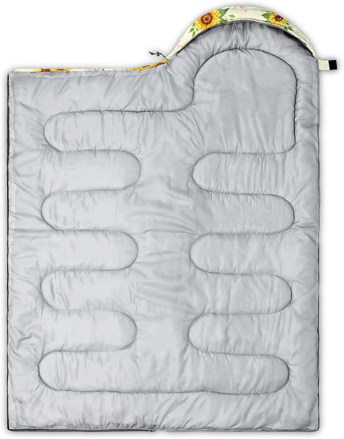 Sunflower Sleeping Bags for Adults KidsYellow Backpacking Camping Sleeping Bag for Girls Boys Lightweight Waterproof Cold/Warm Weather Sleeping Bag for All Season Outdoor Travel with Compression Bags