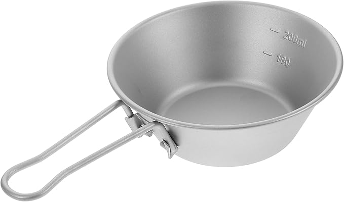 Camping Bowl Handle Titanium Folding Bowl for Outdoor Hiking Soup Dish for Travel
