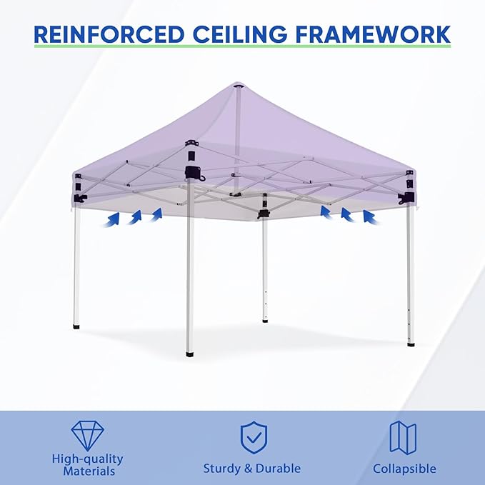 COOS BAY Pop Up Canopy Tent 5x5 with Four Side Walls Portable Lightweight Sun Shelter with Carry Bag Outdoor Shade for Beach Sports Hiking Patios Backyard Events Purple
