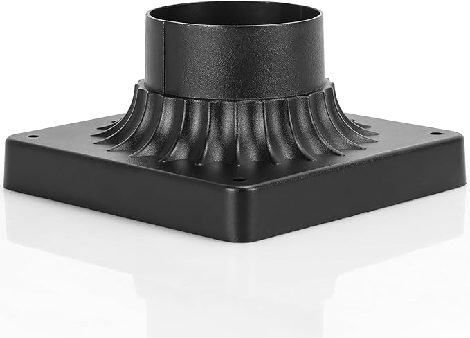 Lighting Outdoor Post Light Mounting Base – 3.0 OD Heavy-Aluminum Pier Mount Adapter in Black Finish for Deck Porch Patio 2 Pack