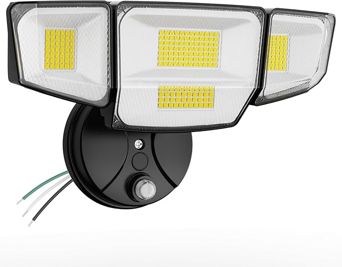 90W Flood Lights Outdoor 10000LM Dusk to Dawn Outdoor Lighting IP65 Waterproof 6500K Daylight 4 Heads LED Security Light for Garage Yard Porch (Black)