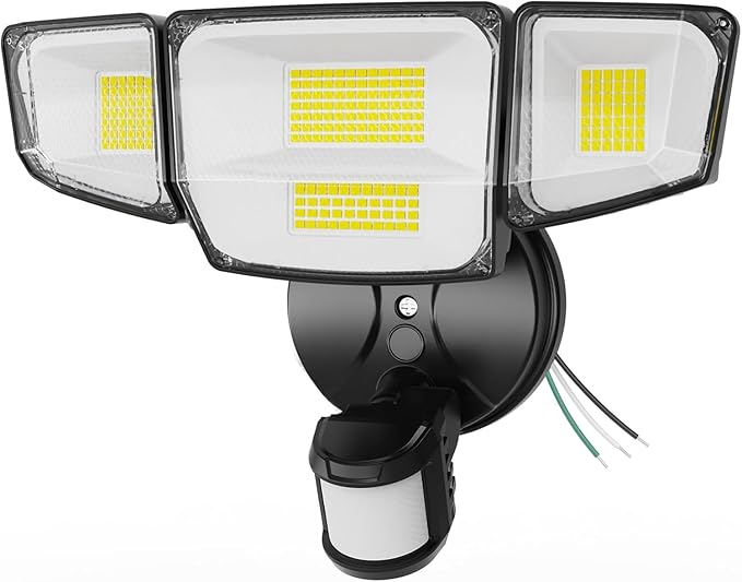 90W 10000LM LED Security Lights Motion Sensor Outdoor Lights 4 Head Dusk to Dawn 6500K Daylight Flood Lights Outdoor Motion Sensor IP65 Waterproof Motion Light for Outside Garage Yard Porch