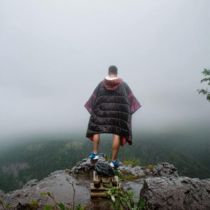 Camping Blanket Poncho Wearable Hoodie Blankets Outdoor Waterproof Windproof Warm Durable &amp Portable for Stadium Concerts CarTravel Beach Picnic Grass75 * 52 inch