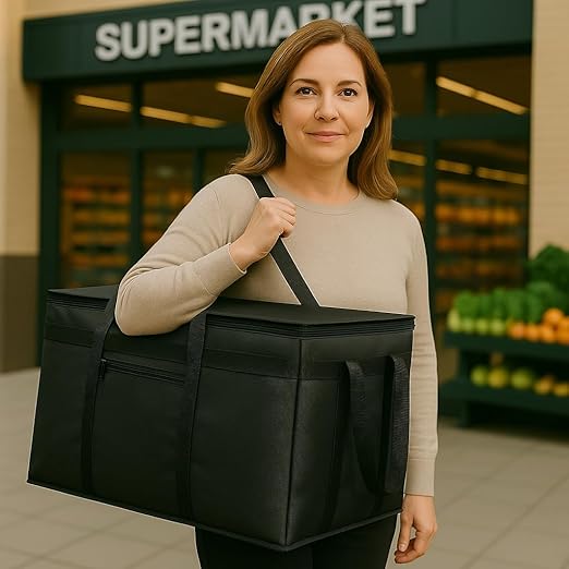 musbus catering bag for doordash 24W x 15H x 14D 4 PACK XXXL Insulated Food Delivery Bag Cooler Bags Keep Food Warm Catering Therma Cooler Bags Therma Shopper hot Black 24W x 15H x 14D hot boxes