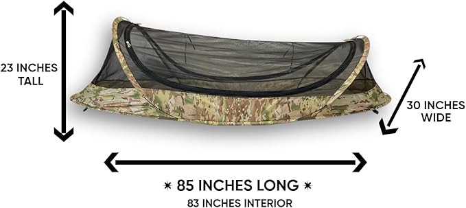 USGI Industries Bivy Tent | Lightweight Single Person Sleeping Net System for Outdoors Camping Survival Hiking Backpack | Mesh Protection
