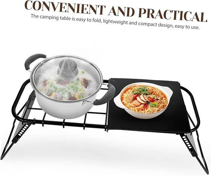 Hemoton Portable Folding Camping Table Metal Grill Table Outdoor Picnic for Patio BBQ Folding Camping Furniture