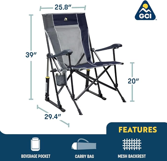 GCI OUTDOOR Roadtrip Rocker Collapsible Rocking Chair &amp Outdoor Camping Chair - Mercury