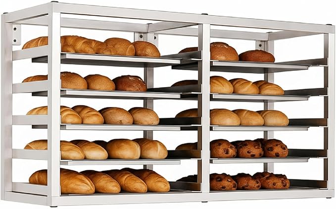 Wall Mounted 5 Tier Half Sheet Pan Rack – Extra Long 40” Heavy Duty Commercial Bun Rack 40 x 13 x 18 Fits 10 Half Size Sheet Pans Aluminum Baking Tray Organizer for Bakery Restaurant Catering