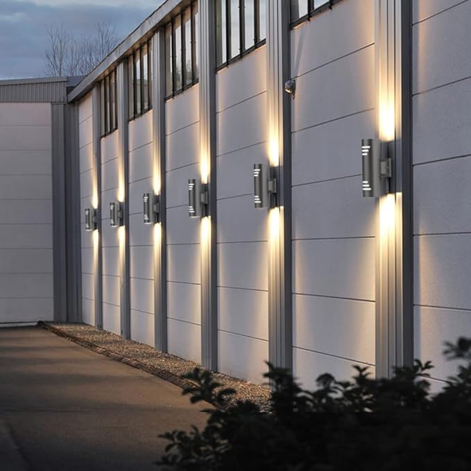 Sytmhoe Outdoor Wall SconceUp/Down Cylinder Exterior LightsStainless Steel LED Wall Light Outside LightingE26 Bulb Waterproof Wall Fixture