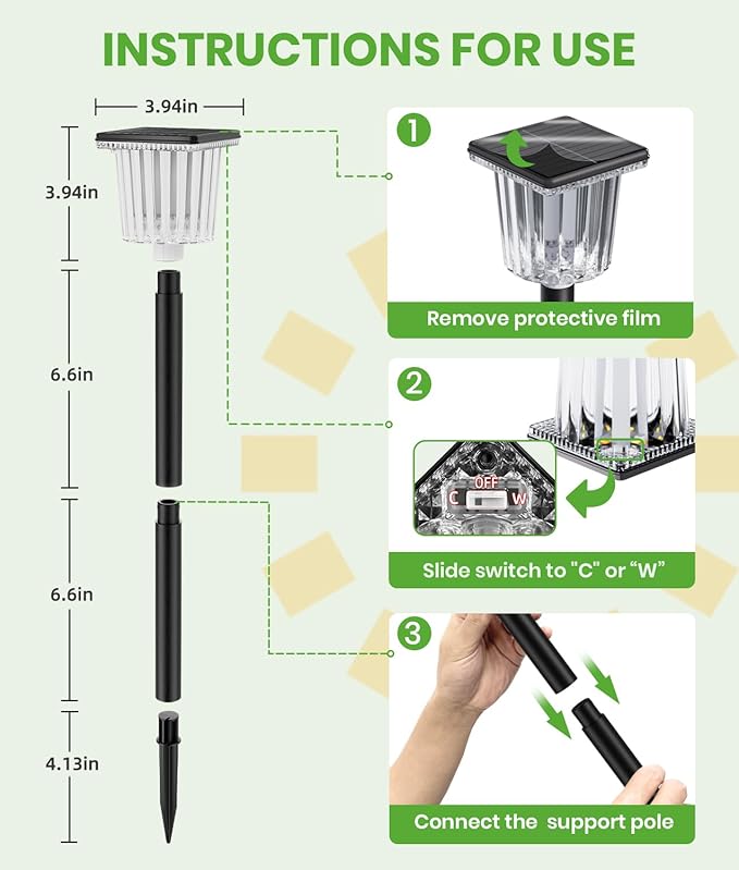 Super Bright Solar Pathway Lights 4 Pack Adjustable Warm &amp Cold Solar Lights Outdoor Waterproof IP65 Auto On/Off Outdoor Decor Light for Garden Landscape Path Yard Patio Driveway