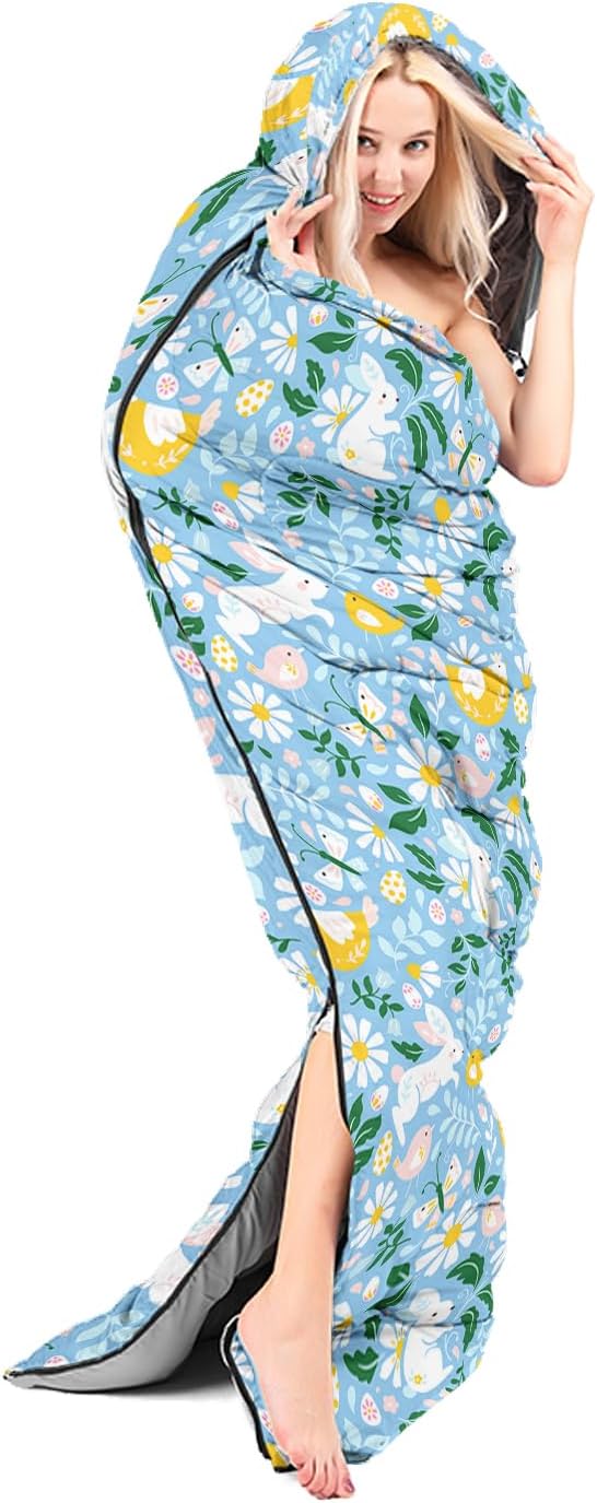 AILONEN Cute Frog Green Camping Sleeping BagLightweight &amp Waterproof3 Season Warm &amp Cool WeatherTravel Portable Compression with Compact Carrying Bag for Kids Girls Adults