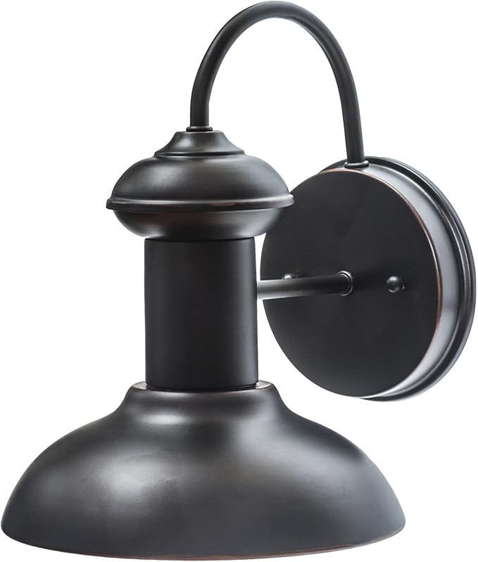 Globe Electric 40190 1-Light Indoor/Outdoor Wall Sconce Oil Rubbed Bronze Wall Lighting Wall Lamp Dimmable Kitchen Sconces Wall Lighting Porch Light Patio Décor Bulb Not Included