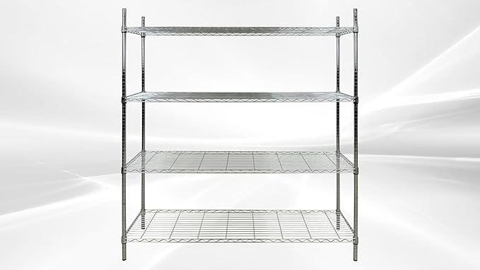 Commercial Chrome Wire Shelving Rack All Stainless-steel Heavy Duty 4 Tier Wire Shelf W60xD18xH71 for Storage ETL