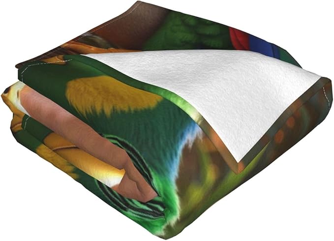 Green Parrot 80x60 Printed Soft Fleece Blanket for Sofa Bed and Camping - Cozy Blanket for Travel Picnics Nighttime Use