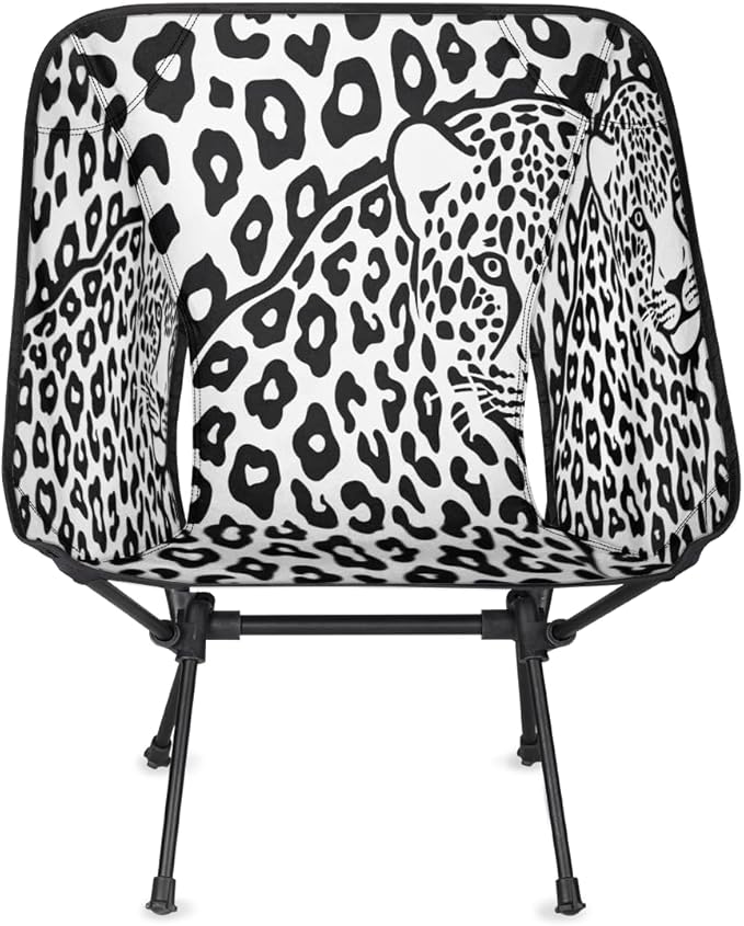 Animal Leopard Print Camping Chair Lightweight Portable Chairs for Adults Easy Installation Outdoor Foldable Camping Chair for Camping Fishing Hiking Picnic Beach