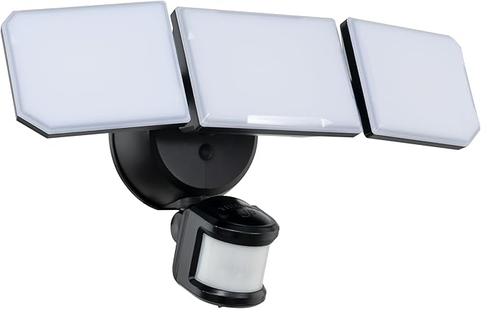 Guardian Flood and Security Wall Light with 3 Lights 3400 Lumens 30 Watts and Programmable Motion and Photo Sensor in Black