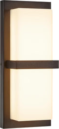 Maxxima LED Porch Lantern Outdoor Wall Light Black with Horizontal Bar &amp Frosted Lens 1000 Lumens 5 CCT 2700K/3000K/3500K/4000K/5000K Modern Exterior Patio Sconce Lantern Dimmable at 120V