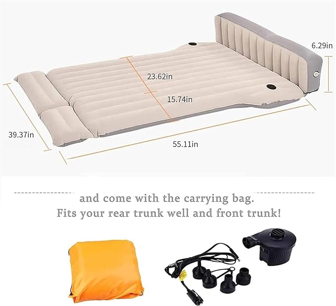 Car Inflatable Mattress SUV Camping Inflatable Bed Washable PVC Flocking Material Electric Air Pump for Fast Inflation 72-Hour Leak-Proof Test
