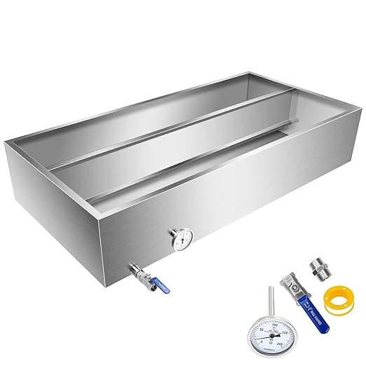 Maple Syrup Evaporator Pan Stainless Steel Syrup Evaporator Divided Pan with Valve and Thermometer Maple Syrup Boiling Pan for Boiling Maple Syrup 48x24x9.5 Inch