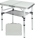 Small Folding Camping Table 2ft Portable Picnic Table Aluminum 24 x 16 Folding Table 3 Adjustable Heights Portable Lightweight Table Dining Table for RV Picnic Beach (White)