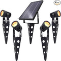 4-Spotlight Mini 50X Solar-Powered LED Spotlight (Warm White LED) Black Finish Outdoor Garden Yard Landscape Downlight
