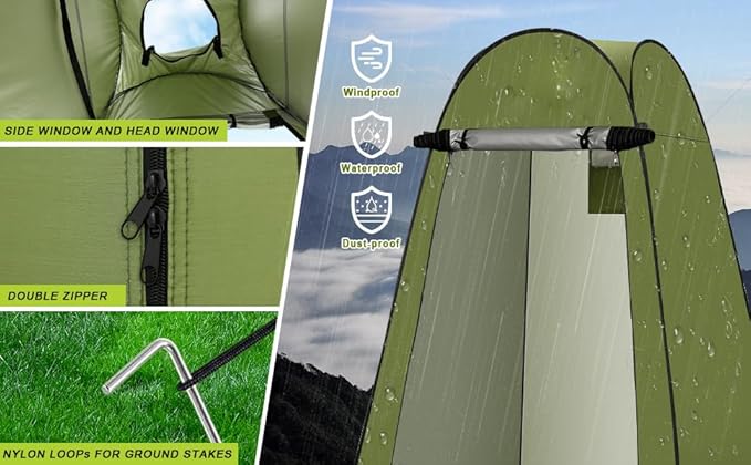 Portable Toilet Kit Camping Toilet with Pop-Up Privacy Tent Toilet Bags Washable Portable Outdoor Showers Changing Rooms