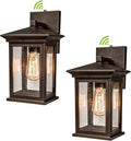 Dusk to Dawn Outdoor Wall Lantern Exterior Wall Sconce Fixture with Tempered Clear Seeded Glass Oil Rubbed Bronze (ORB) Finish for Outdoors (Medium Wall Mount - 2 Pack)