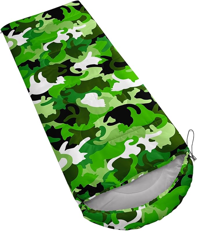 AILONEN Cute Frog Green Camping Sleeping BagLightweight &amp Waterproof3 Season Warm &amp Cool WeatherTravel Portable Compression with Compact Carrying Bag for Kids Girls Adults