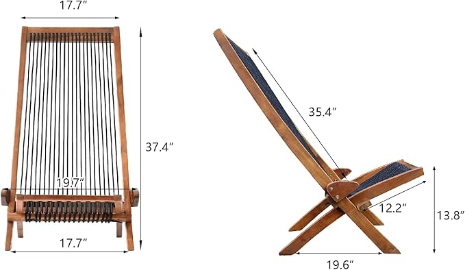Summer Camping Chair Ventilation Design Durable and Sturdy Outdoor Folding Rope Wooden Chair Selected Wood Long-Term Outdoor use Without Deformation