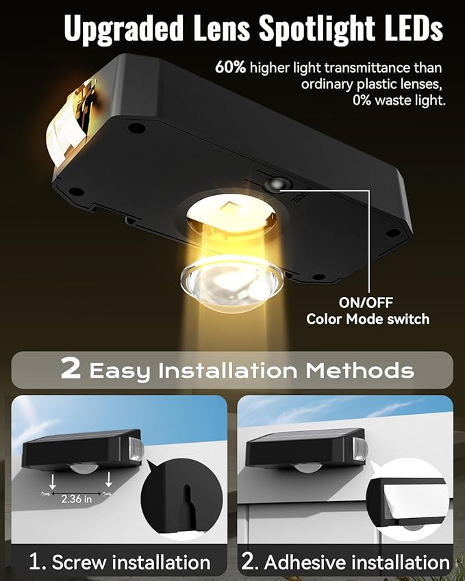 Solar Fence Lights Outdoor 8 Pack 12 Mode RGB Color Changing &amp Warm/Cool White Waterproof IP65 3-LED Dusk to Dawn Fence Lights Solar Powered for Wall Railing Patio Step Backyard Outside