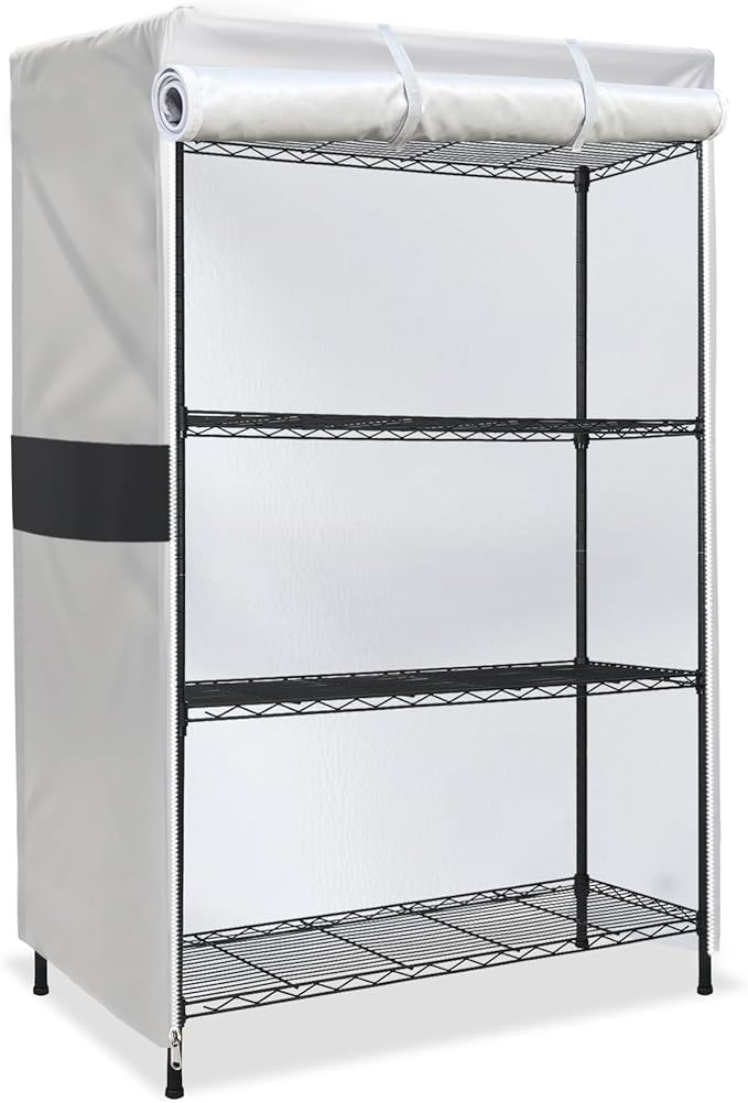 Rugged 600D Storage Rack Cover (36 x 18 x 72) - Water-Resistant &amp Dustproof Metal Shelving Protector - Heavy-Duty Oxford Fabric Shroud for Garage Workshop and Outdoor-Shed Storage