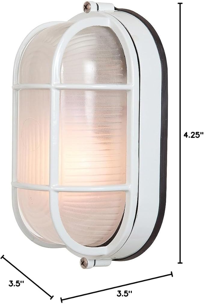 Nauticus - Wet Location Bulkhead - White Finish - Frosted Glass Shade