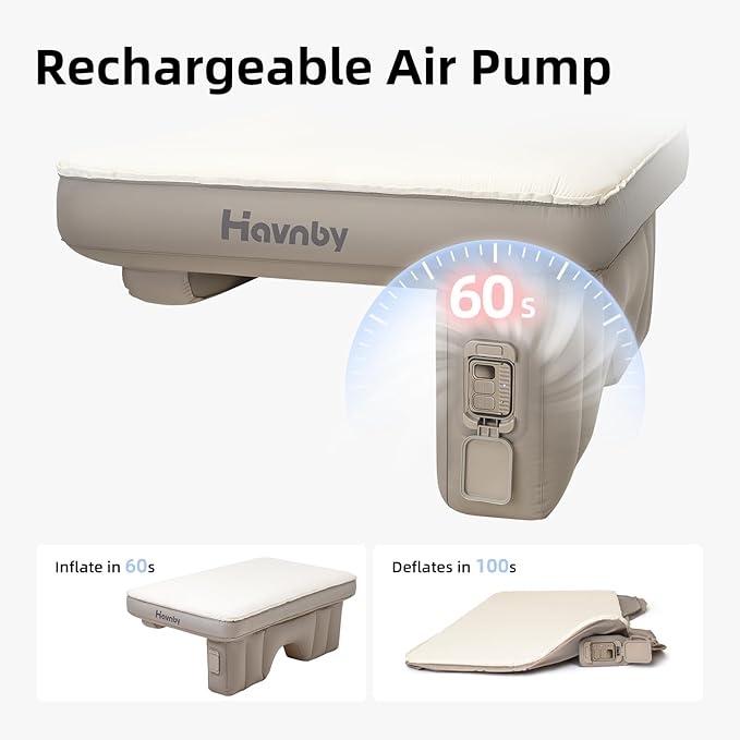SUV Car Bed TPU Air Foam Inflatable Backseat Mattress Rearseat Camping CozyPad with Rechargeable Built-in Pump Portable Blow Up Travel Sleeping Mattress for Rav4 CRV