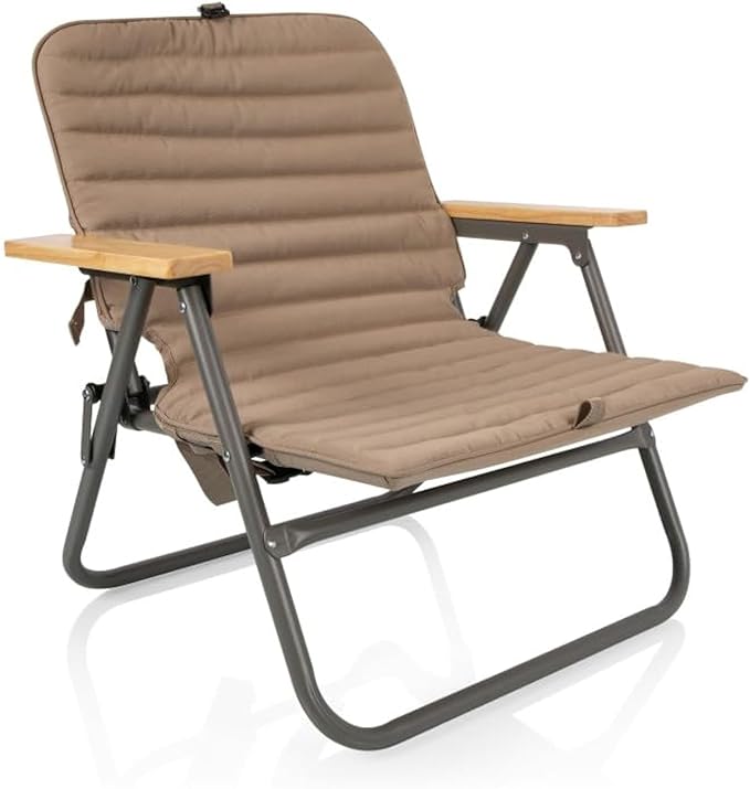 Picnic TIME Descanso Padded Beach Chair Low Camping Chair with Removable Washable Cover Backpack Beach Chair