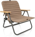 Picnic TIME Descanso Padded Beach Chair Low Camping Chair with Removable Washable Cover Backpack Beach Chair
